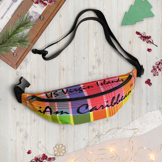 US Virgin Islands Madras Fanny Pack - Black